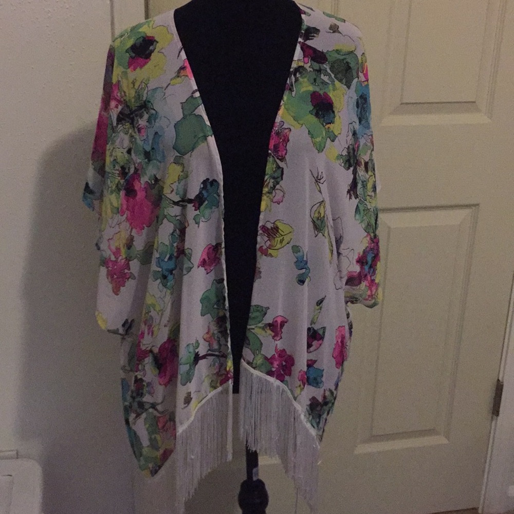 Floral Boho Kimono With Fringe